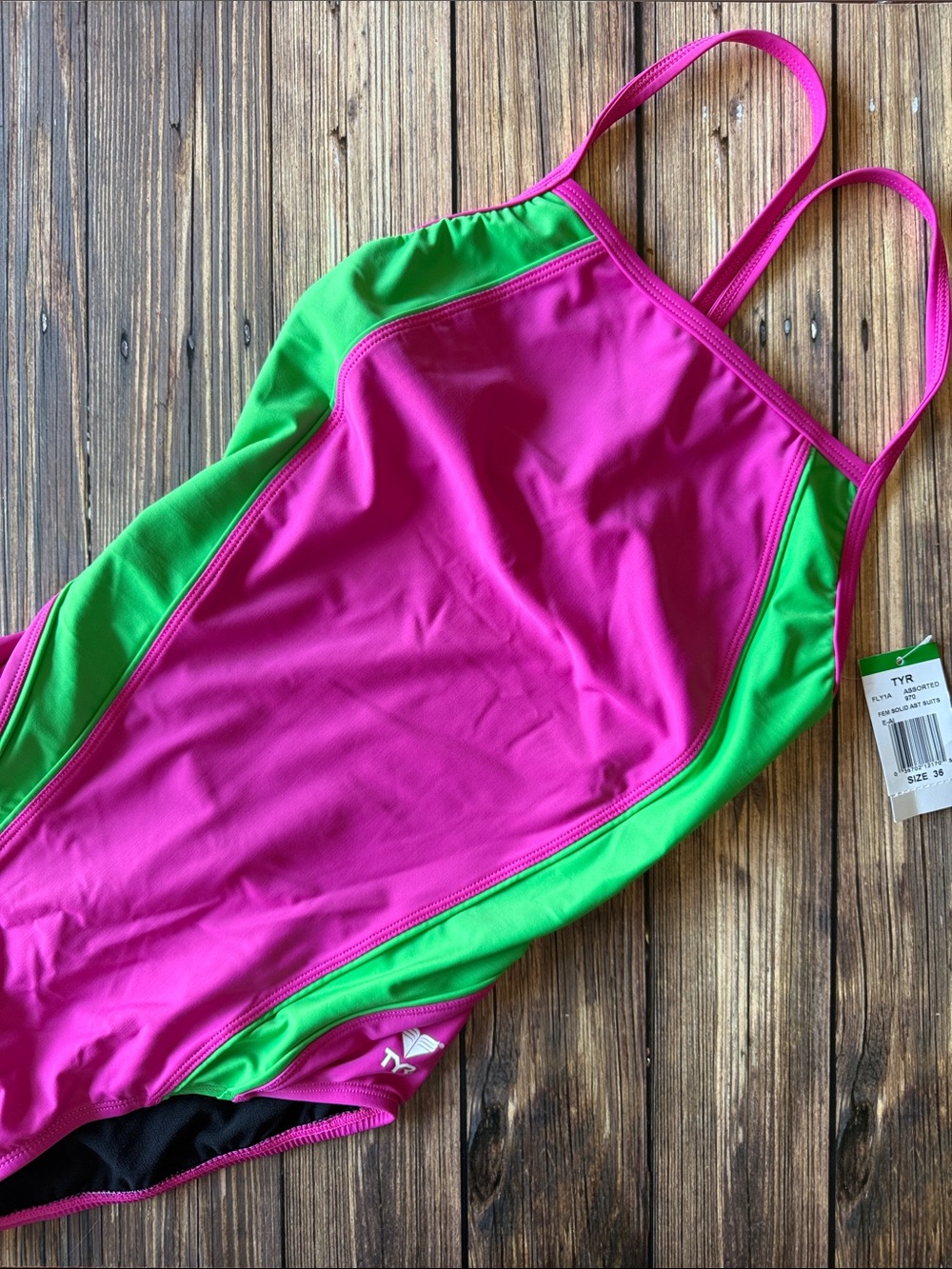 NWT TYR Pink and Green One-Piece Swimsuit 36